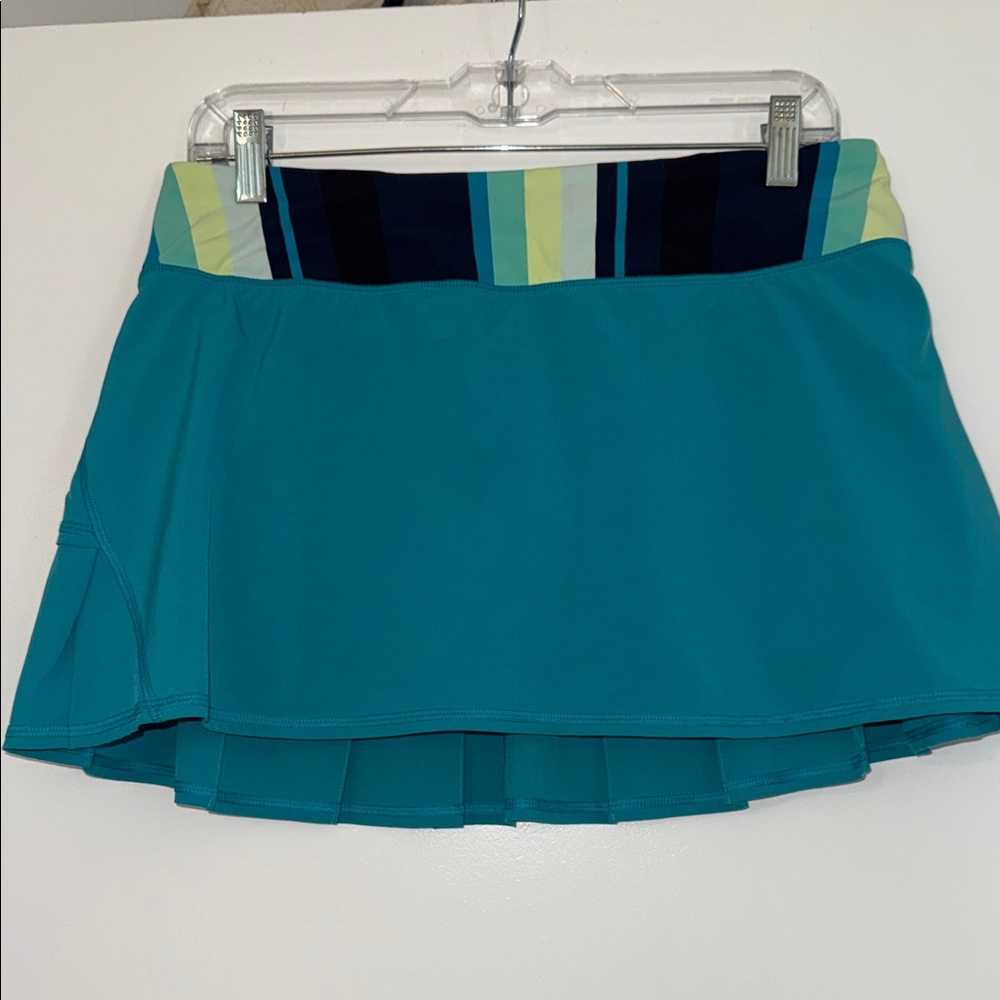 Lululemon Athletica Teal Mini Skort with Striped Waistband